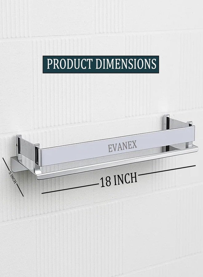 EVANEX Bathroom Wall Shelf | 5x18 Inch 304 Stainless Steel Wall-Mounted Organizer Rack | Rustproof Bathroom Storage Shelf for Toiletries, Towels & Bathroom Accessories - Image 4